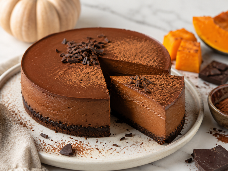 Torta mousse alla zucca e cioccolato keto: ricetta senza cottura