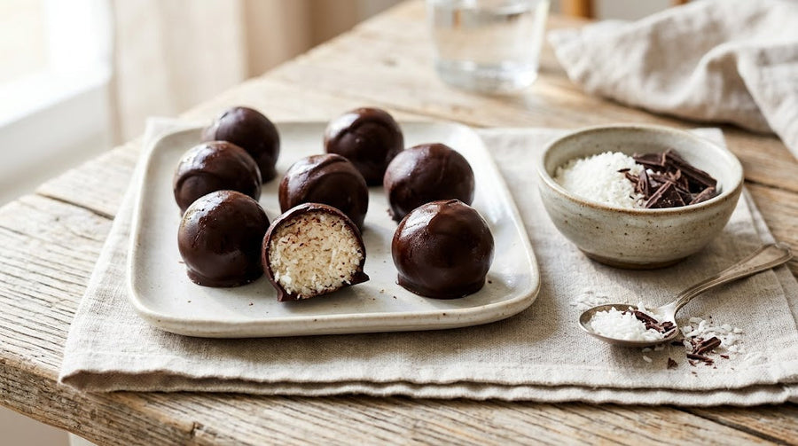Tartufini cocco e cioccolato keto: ricetta facile senza cottura
